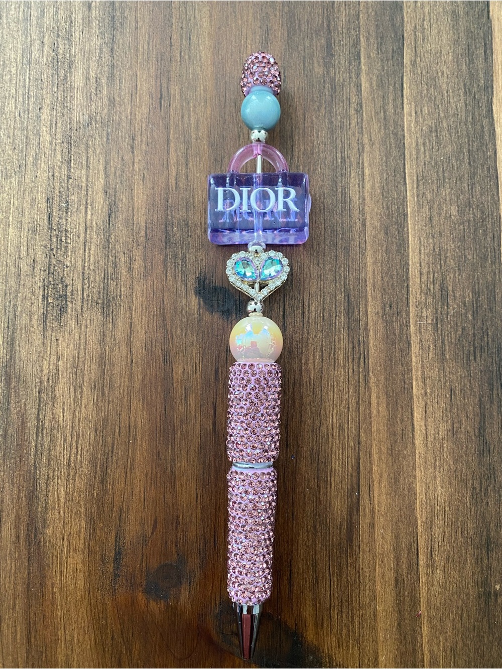 Pink and Purple Crystal Charm Pen